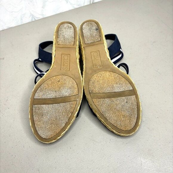 Chaps Dacey Blue Fabric Elastic Open Toe Espadrille Wedge Womens‎ Size 6.5 M - Picture 8 of 11
